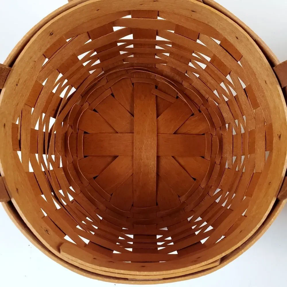 LONGABERGER Medium Handwoven Basket w/ Floral Fabric Liner | 1993 | USA Made